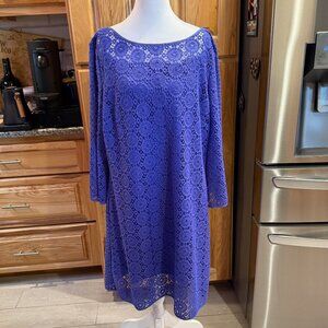 Lilly Pulitzer Topanga Dress Iris Blue Breakers Crochet Lace XL NWOT